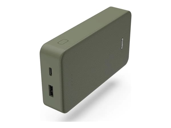 Hama Colour 20 - Strømbank - 20000 mAh - 74 Wh - 3 A - Fast Charge - 2 utgangskontakter (USB, 24 pin USB-C) - på kabel: USB-C - grønn