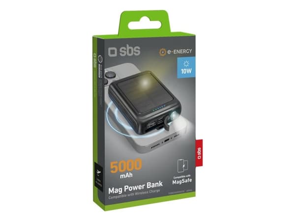 SBS TEBB5000MAGSK, 5000 mAh, Lithium Polymer (LiPo), Trådløs lading, Sort
