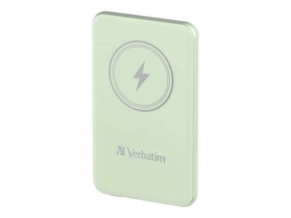Verbatim Charge 'n' Go - Trådløs nødlader - magnetmontering - Li-pol - 5000 mAh - 20 watt - 2.4 A - Apple Fast Charge, PD 3.0, QC 3.0, Apple 2.4A, US Grønn