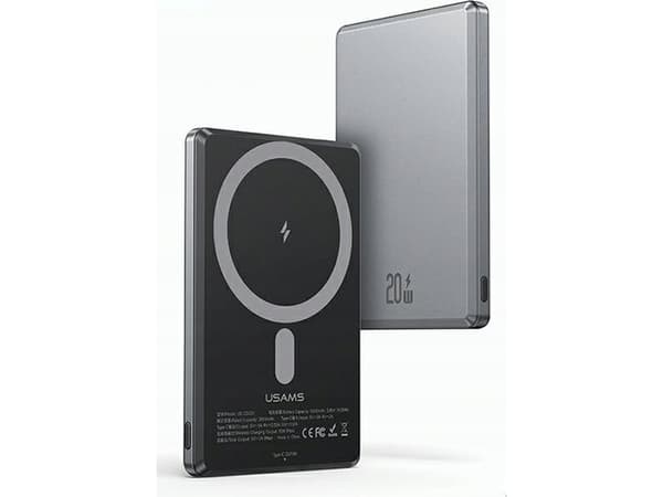 USAMS Powerbank indukcyjny 5000mAh 20W Hurtiglading tamsiai pilka/mørk pilkas Magsafe 10KCD22001 (US-CD220)