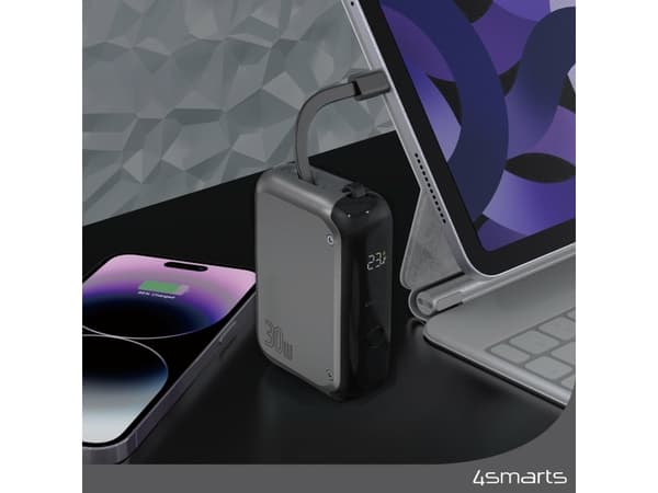 4smarts 540699, 10000 mAh, 30 W, Grå