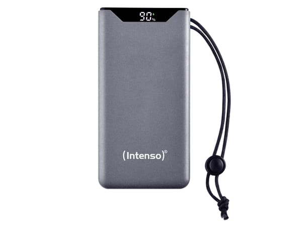 Intenso F10000 - Strømbank - 10000 mAh - 20 watt - 3 A - QC 3.0, Power Delivery 3.0 + PPS - 2 utgangskontakter (24 pin USB-C, USB-type A) - på kabel: