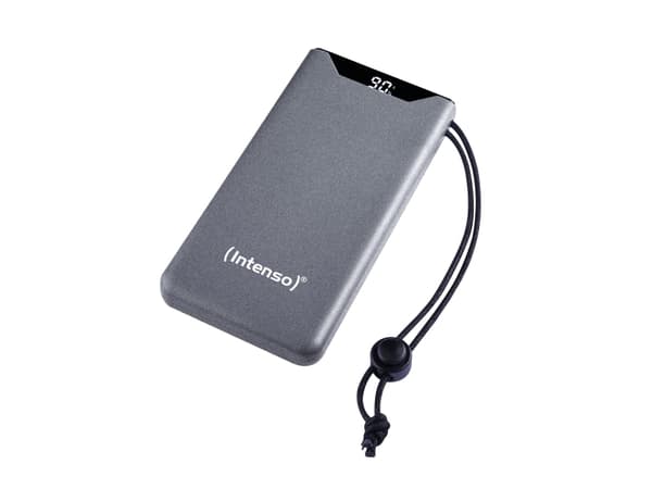 Intenso F10000 - Strømbank - 10000 mAh - 20 watt - 3 A - QC 3.0, Power Delivery 3.0 + PPS - 2 utgangskontakter (24 pin USB-C, USB-type A) - på kabel: