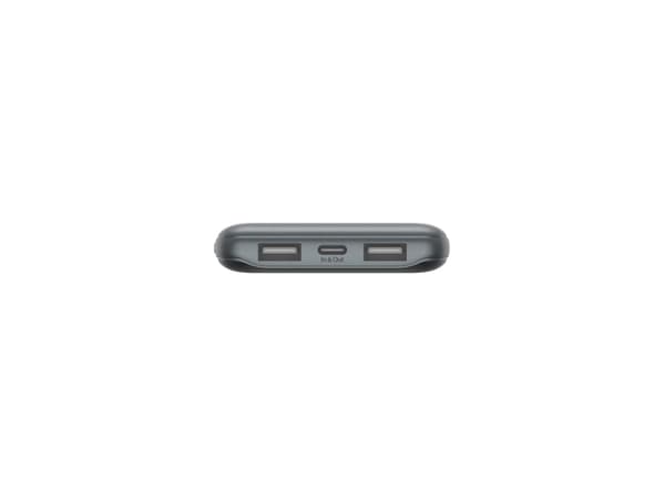 Belkin BoostCharge - Strømbank - 10000 mAh - 15 watt - 3 A - 3 utgangskontakter (2 x USB, 24 pin USB-C) - på kabel: USB-C - romgrå
