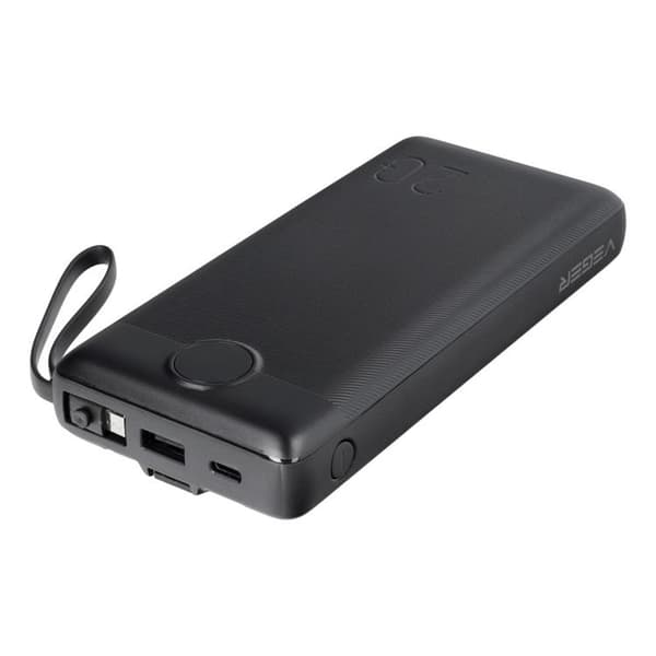 VEGER Powerbank 20000 mAh med Lightning/Typ-C/Micro-USB Kabel C20