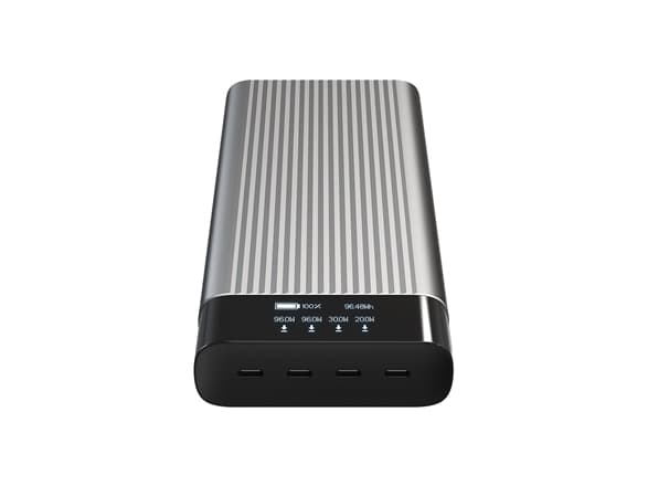 HyperJuice HJ245B - Strømbank - USB-C - 27000 mAh - 245 watt - PD 2.0, PD 3.0, QC 2.0, QC 3.0, Apple 2.4A, QC 4.0+ - 4 utgangskontakter (4 x USB-C)