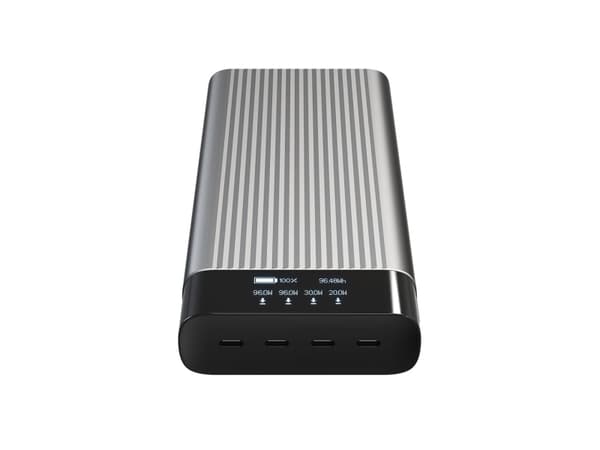 HyperJuice HJ245B - Strømbank - USB-C - 27000 mAh - 245 watt - PD 2.0, PD 3.0, QC 2.0, QC 3.0, Apple 2.4A, QC 4.0+ - 4 utgangskontakter (4 x USB-C)