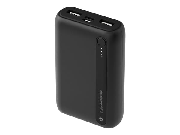 dbramante1928 re-charge - Strømbank - 10000 mAh - 2 utgangskontakter (24 pin USB-C, USB) - på kabel: USB-C - svart Sort