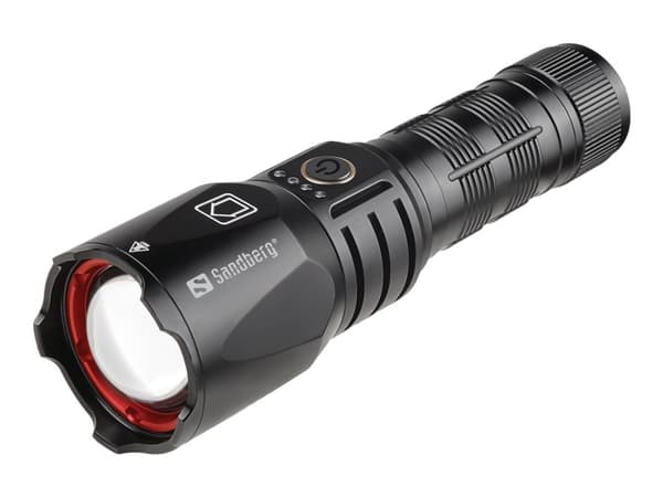 Sandberg Active Survivor Torch Powerbank 5000 - Powerbank - 5000 mAh - 18.5 Wh - 2 A - 2 ulostuloa (USB, 24 pin USB-C) - lajittelu musta