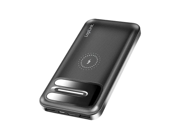 LogiLink PA0305, 8000 mAh, Litiumpolymeeri (LiPo), Langaton lataus, 3,7 V, 10 W, Musta musta