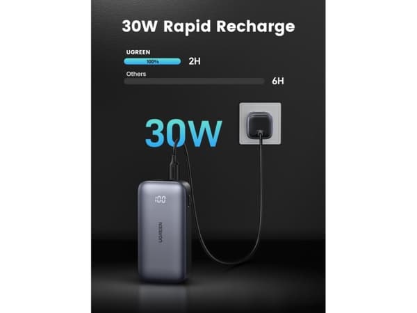 Ugreen 10000mAh Mini Powerbank Quick Charging 30W, Grå