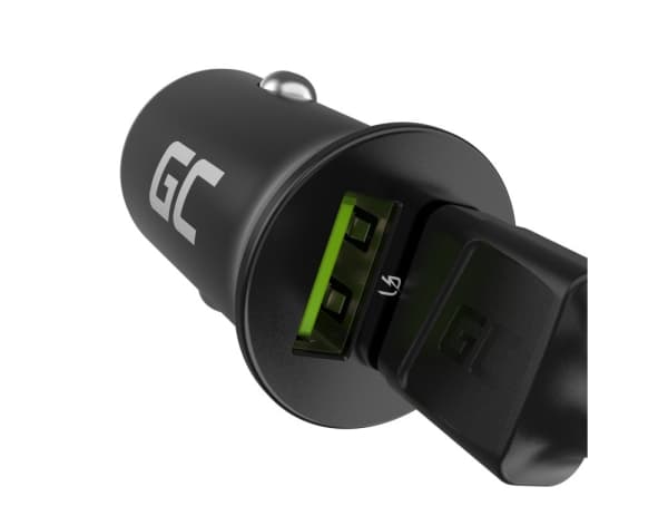 Green Cell GC CADM-GC-36AA - USB-Ladegeraet 36 W 2x USB-A schwarz, Automatisk, Innendørs, Cigartenner/lighter, 12 V, Sort