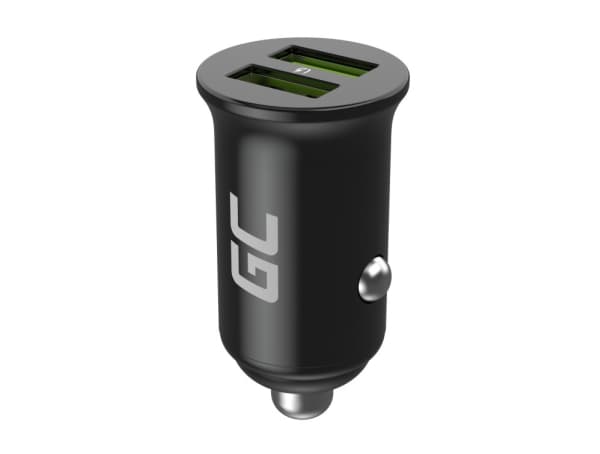 Green Cell GC CADM-GC-36AA - USB-Ladegeraet 36 W 2x USB-A schwarz, Automatisk, Innendørs, Cigartenner/lighter, 12 V, Sort