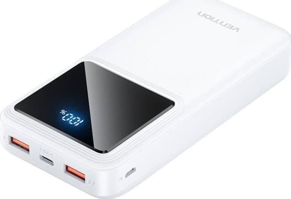 Powerbank, Vention, FHLW0, 20000mAh, Micro-USB, USB-C, 2xUSB-A, 22.5W (white)