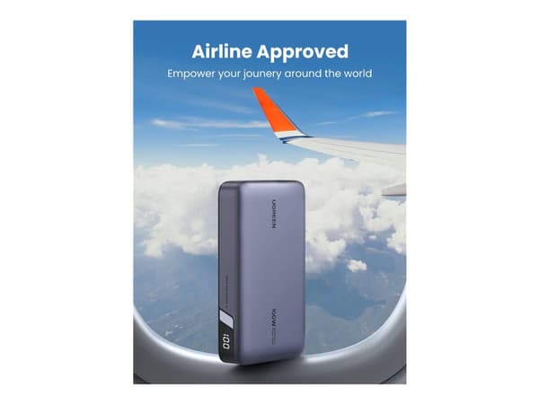 Ugreen Nexode - Strømbank - 20000 mAh - 72 Wh - 100 watt - 6 A - PD 3.0, PD 2.0, QC 3.0, QC 2.0, Apple 2.4A, USB BC 1.2 - 3 utgangskontakter (USB, 2