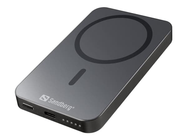 Sandberg 5000 ALU - Trådløs nødlader - Li - 5000 mAh - 19.25 Wh - 20 watt - 3 A (24 pin USB-C)