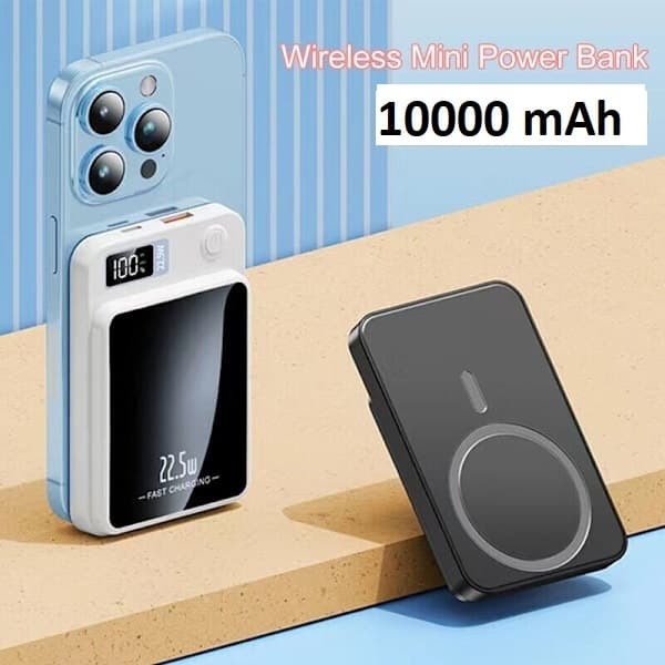 Trådlös magnetisk mini-powerbank på 10 000mAh med snabbladdning för mobil Trådlös magnetisk mini-powerbank på 10 000mAh med snabbladdning för mobil