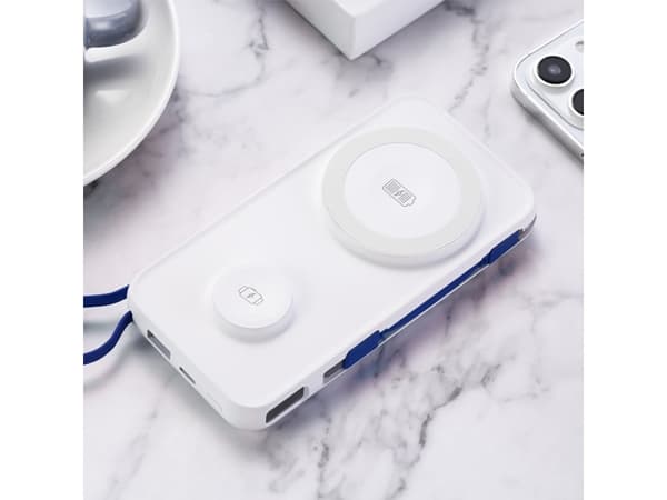 3MK PastelUp, 10000 mAh, Trådløs lading, 3,7 V, 22,5 W, Hvit