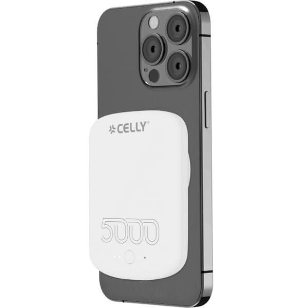 Celly MAGPB5000PRO PowerBank 10W MagSafe trådløs lading 5000 mAh hvit
