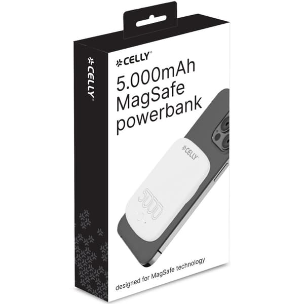 Celly MAGPB5000PRO PowerBank 10W MagSafe trådløs lading 5000 mAh hvit