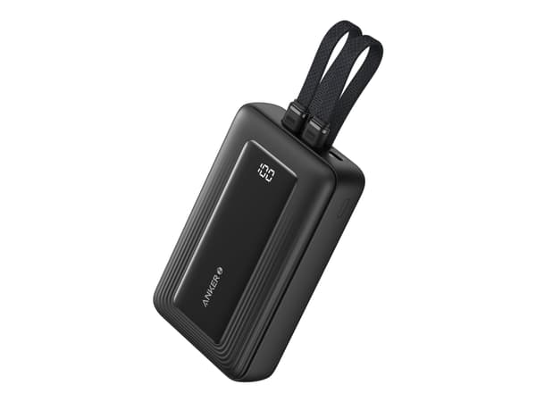 Anker - Strømbank - innebygd USB-C og lightning kabel - 20000 mAh - 30 watt - Fast Charge - 4 utgangskontakter (2 x USB-C, Lightning, USB)