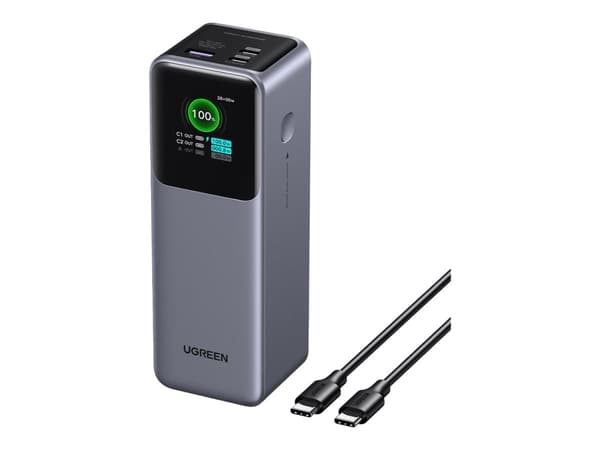 Ugreen Nexode - Strømbank - 5 / 9 / 12 / 15 / 20 V - 200 watt - litiumion - 25000 mAh - 90 Wh - utgangskontakter: 3 Grå