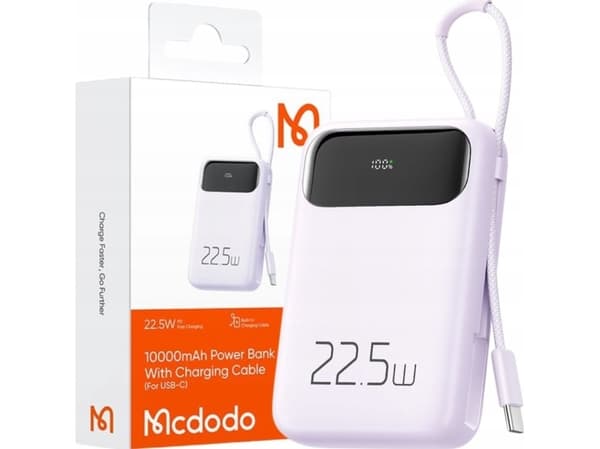 Powerbank Mcdodo MCDODO POWERBANK 10000MAH MED DISPLAY 3X USB USB-C 22,5W + USB-C-KABEL