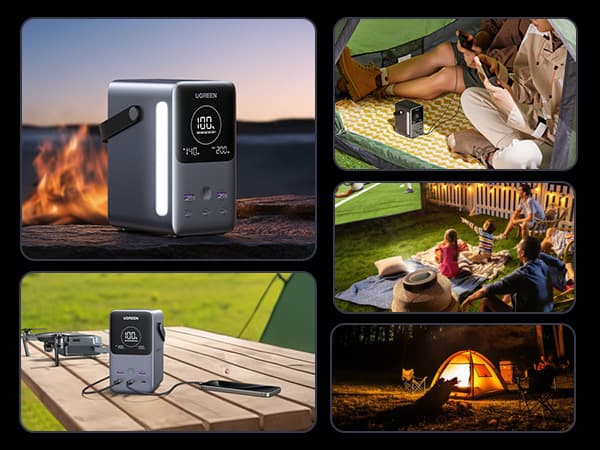 Ugreen Nexode - Strømbank - 5 / 9 / 12 / 15 / 20 / 28 V - 300 watt - litium-jernfosfat - 48000 mAh - 153 Wh - utgangskontakter: 5