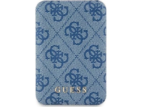Powerbank Guess Guess Powerbank indukcyjny 15W GUPB5FP4EMGB 5000mAh niebieski/blue 4G Leather Metal Logo MagSafe