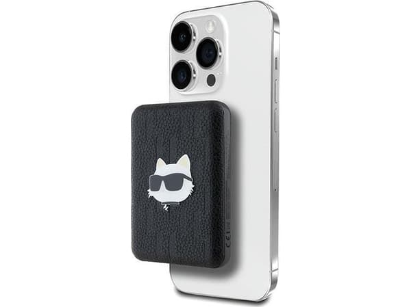 Powerbank Karl Lagerfeld Karl Lagerfeld Induksjon Powerbank KLPB5FPGKSCHHK 15W 5000mAh svart/svart Choupette Head Pin MagSafe