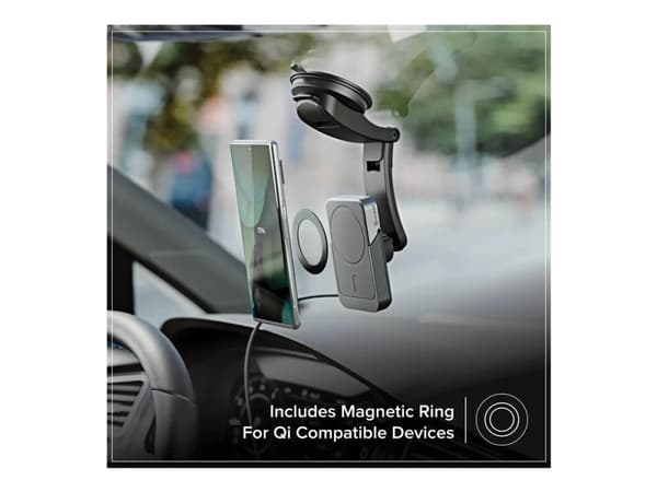 ALOGIC Matrix+ - Langaton laturin pidike autoon + auton virtalähde + langaton latausvirtapankki - 5000 mAh - 18 wattia - 1,67 A - Pikalataus (USB-C (