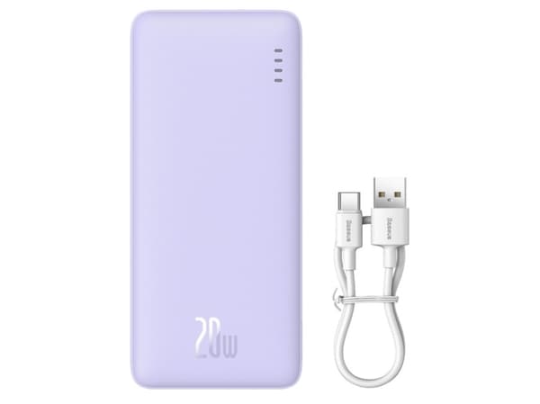 Baseus Airpow PPAP20K, 20000 mAh, litiumpolymer (LiPo), strømforsyning, 20 W, fiolett Fiolett