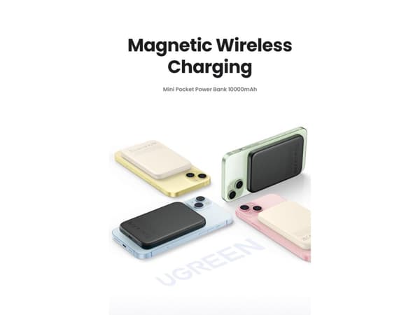 Ugreen 25208, 10000 mAh, Power Delivery 3.0, Trådløs lading, Beige