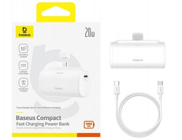 Powerbank OS-Baseus Compact IP 5000mAh 20W (hvit)