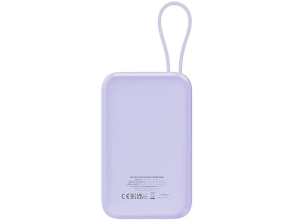 Canyon power bank OnPower 101 built-in cable 10000 mAh PD22.5W Violetin, 10000 mAh, Lithium-Ion (Li-Ion), Lilla