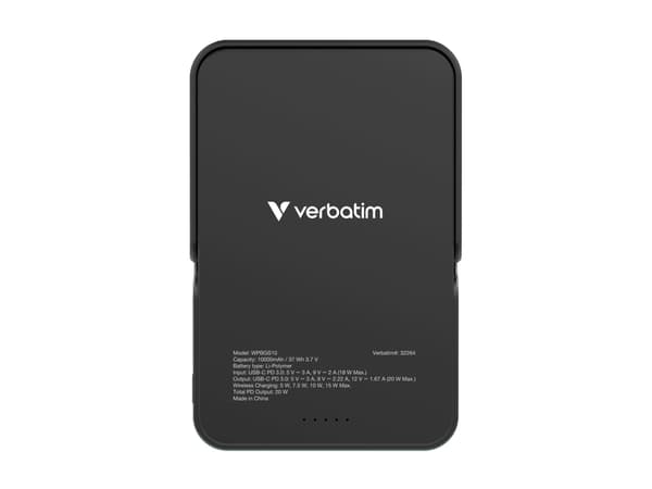 Verbatim Charge ''n'' Go Magnetic Wireless, 10000 mAh, Litiumpolymeeri (LiPo), Langaton lataus, 35 W, Musta