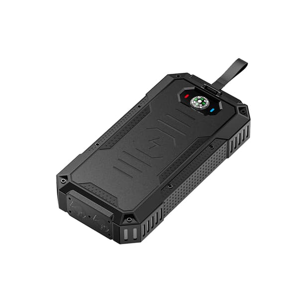 Powerbank 30000mAh 22,5W PD+15W trådløs opladning, solceller, lommelygte og kompas