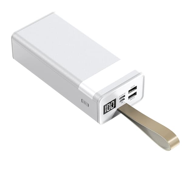Powerbank 50 000 mAh med digitalt display og lys, hvit