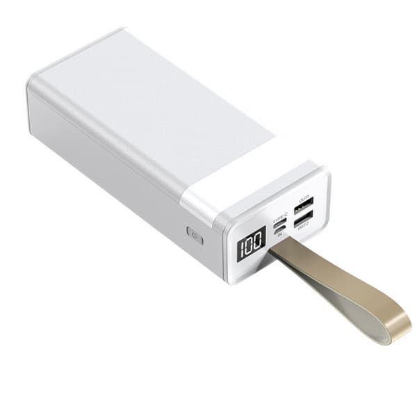 Powerbank 50 000 mAh med digitalt display og lys, hvit
