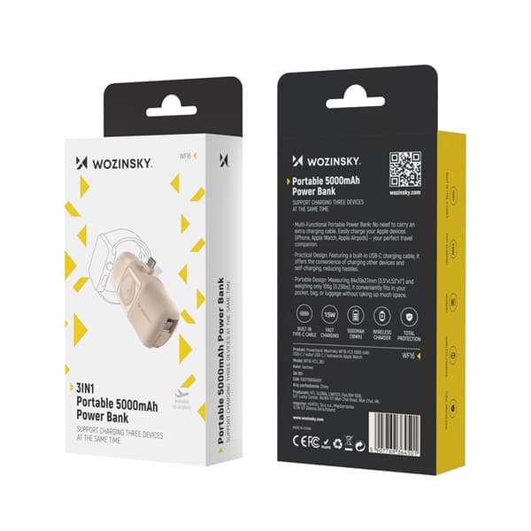 Wozinsky USB-C Mini Powerbank 15W 5000mAh - Beige