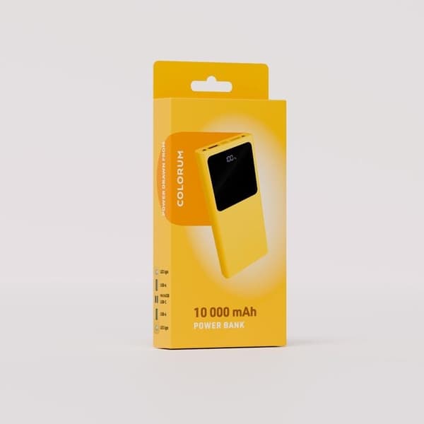 Colorum Powerbank 10000mAh 22.5W 1xUSB-C 1xMicro-USB 1xUSB-A - Gul