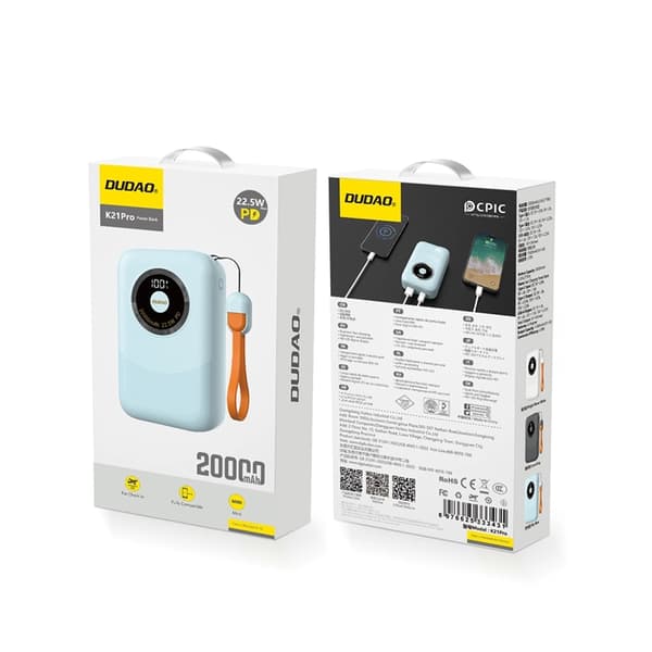Dudao Powerbank 20000 mAh 22.5W K21Pro Mini - Blå