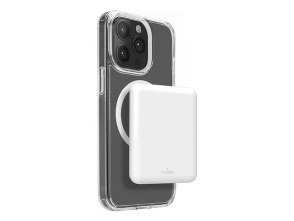 PURO Power Mag, 5000 mAh, Trådløs lading, Hvit Hvit
