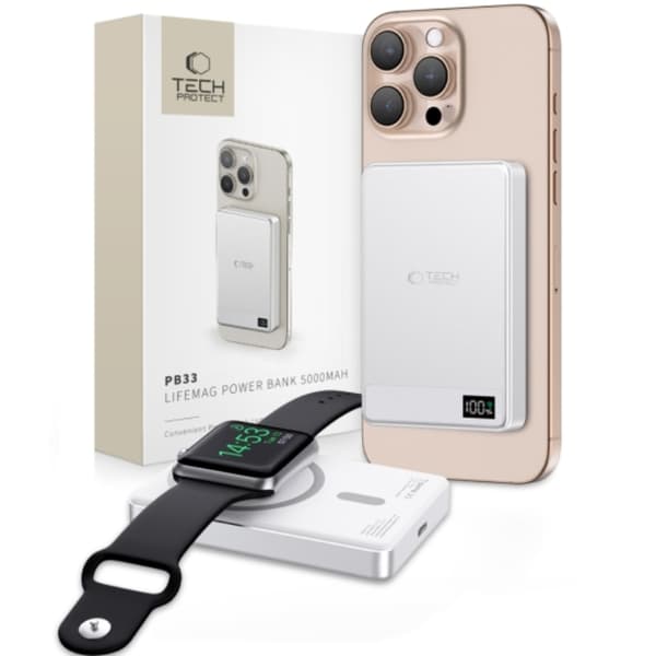 Tech Protect Powerbank Magsafe 5000mAh LifeMag - Silver
