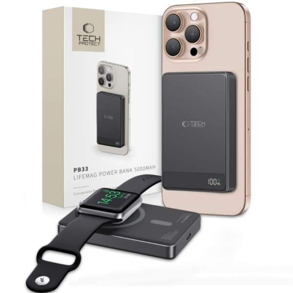 Tech Protect Powerbank Magsafe 5000mAh LifeMag - Svart