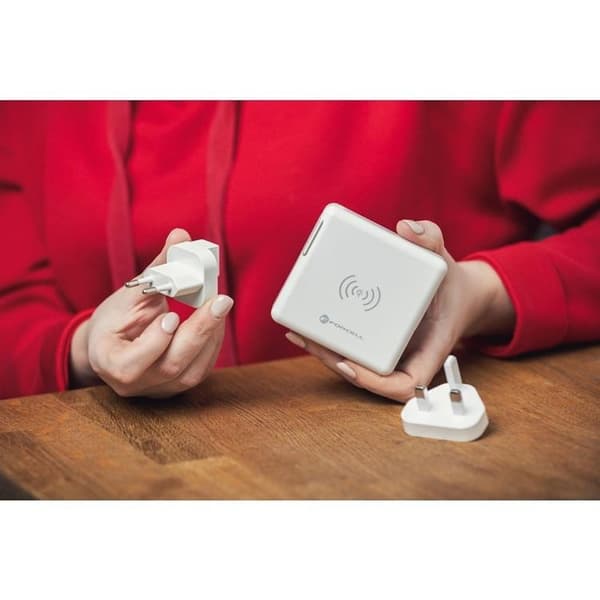 Forcell 4in1 Väggladdare USB/USB-C och Powerbank 8000 mAh 15W - Vit