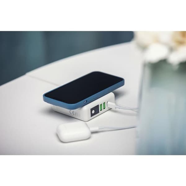 Forcell 4in1 Väggladdare USB/USB-C och Powerbank 8000 mAh 15W - Vit