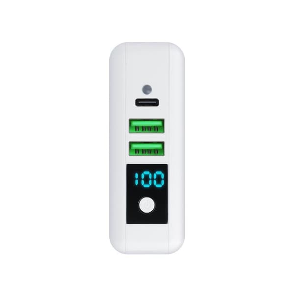 Forcell 4in1 Väggladdare USB/USB-C och Powerbank 8000 mAh 15W - Vit