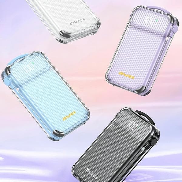 Awei Powerbank 10000mAh 22.5W Med USB-C/Lightning Kabel