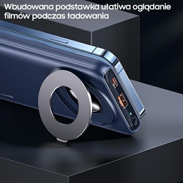 USAMS Magnetisk Trådlös Powerbank 10000mAh 20W PD QC 3.0 - Blå
